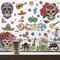 Day of The Dead Window Clings Sugar Skulls (Black, White, Orange, Pink, Purple, and Green)